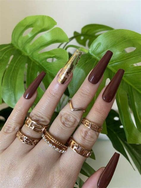 brown heart nails coffin|brown heart nails.